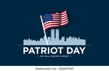 Patriot Day Background Design. We Will Never Forget. Vector Illustration.