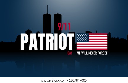 Patriot Day Background with New York City Silhouette. Vector Illustration