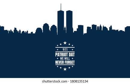 Patriot Day Background With New York City Silhouette. Vector Illustration