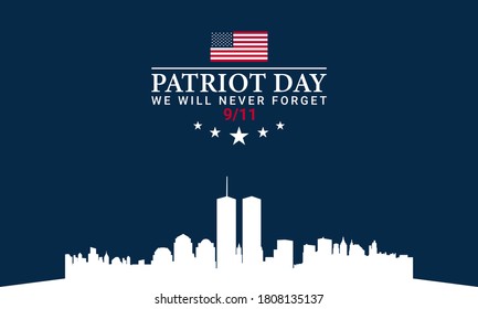 Patriot Day Background With New York City Silhouette. Vector Illustration