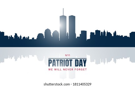 Patriot Day Background with New York City Silhouette. Vector Illustration