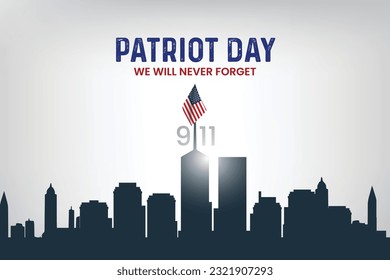 Patriot Day Background with New York City Silhouette. Vector Illustration. Patriot Day.