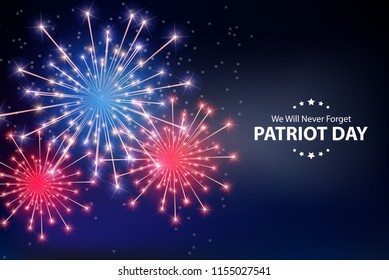 Patriot Day Background. September 11 Poster. We will never forget. Vector Illustration EPS10