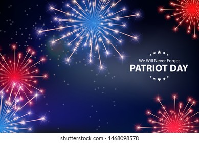 Patriot Day Background. September 11 Poster. We will never forget. Vector Illustration EPS10