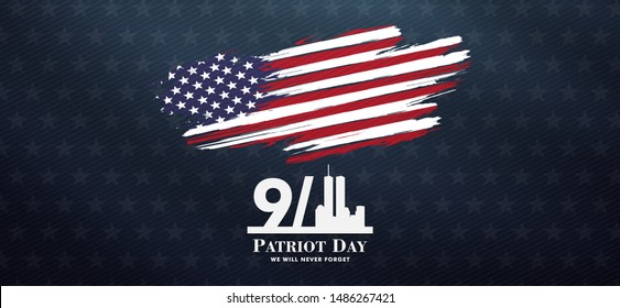 patriot day background, September 11, we will never forget, united states flag posters, modern design vector illustration