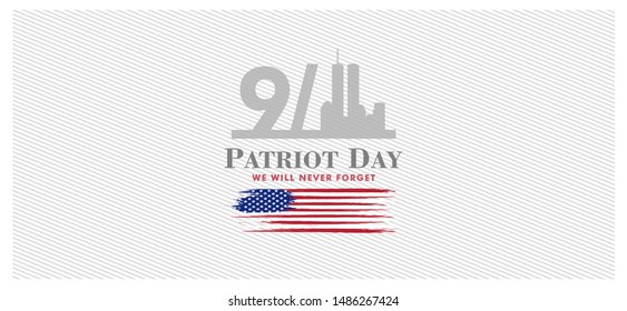 patriot day background, September 11, we will never forget, united states flag posters, modern design vector illustration