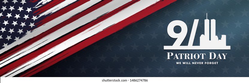 patriot day background, September 11, we will never forget, united states flag posters, modern design vector illustration