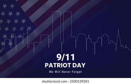 Patriot Day background, September 11. We will never forget. Vector illustration