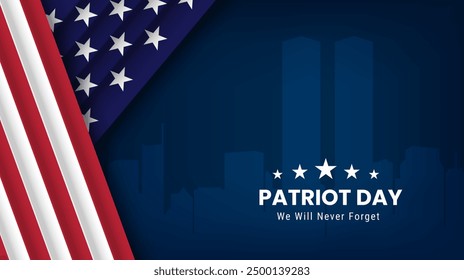 Patriot Day background, September 11. We will never forget. Vector illustration