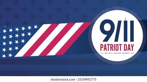 Patriot Day Background, September 11, United States flag, 911 Vector conceptual illustration