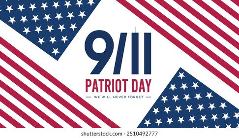 Patriot Day Background, September 11, United States flag, 911 Vector conceptual illustration