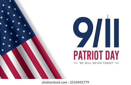 Patriot Day Background, September 11, United States flag, 911 Vector conceptual illustration