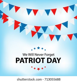 Patriot Day Background. September 11 Poster. We will never forget. Vector Illustration EPS10