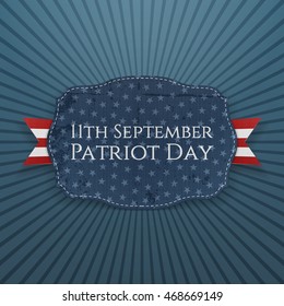 Patriot Day Badge with Ribbon. 11th September