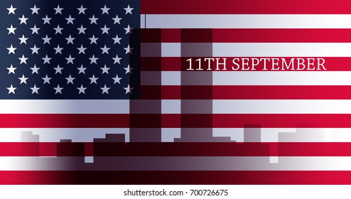Patriot Day Banner. 11th September. We will never forget. Twins Tower. Vector