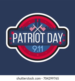 Patriot Day Banner. 11th September. We will never forget. Twins Tower. Vector