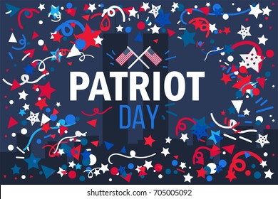 Patriot Day Banner. 11th September. We will never forget. Twins Tower. Vector