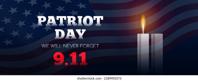 Diseño de banners para el Día del Patriota .USA 9 11 nunca olvidaremos el 11 de septiembre. ilustración vectorial