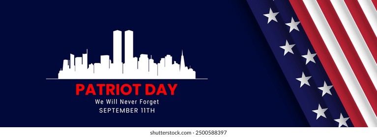 Patriot Day banner, September 11. Patriot day design with united states flag. Vector illustration