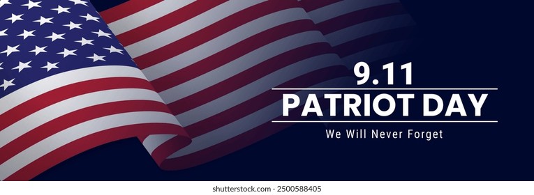 Patriot Day banner, September 11. Patriot day design with united states flag. Vector illustration