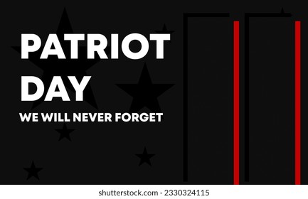 Patriot day black banner with skyline and star. Vector illustration