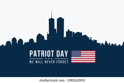 Patriot Day Blue Background with New York City Silhouette