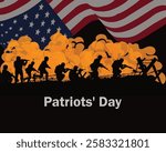 Patriot Day Concept. Military silhouettes fighting scene on war fog sky background. Attack scene.