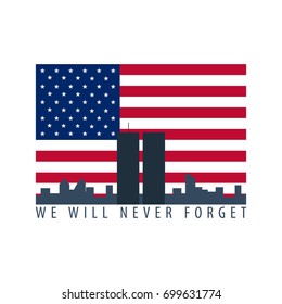 Patriot day emblems or logo. September 11. We will never forget