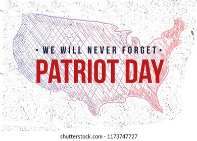 Patriot Day hand drawn. September, 11. We will never forget. vector illustration