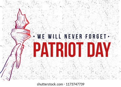 Patriot Day hand drawn. September, 11. We will never forget. vector illustration