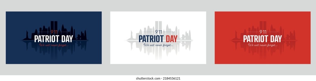 Patriot day illustration set. We will never forget.