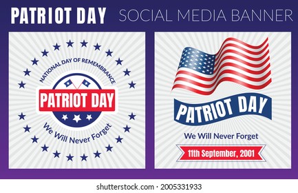 Patriot day illustration. We will newer forget 9\11. September, 11 rememberance day. Vector patriotic illustration with american flag and New York