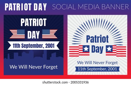 Patriot day illustration. We will newer forget 9\11. September, 11 rememberance day. Vector patriotic illustration with american flag and New York