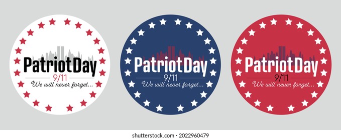 Patriot day illustration. We will never forget. Set of illustrations.