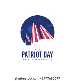 Patriot day memorial. United states patriot day 11 september graphics template.