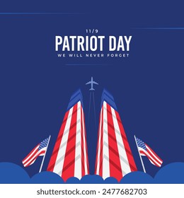 Patriot day memorial. United states patriot day 11 september graphics template.