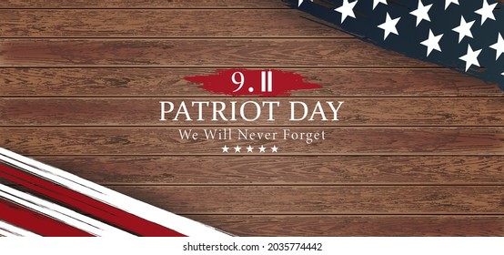 Patriot day, september 11 background, we will never forget, united states flag posters, modern design vector illustration