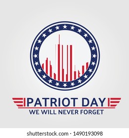 Patriot Day. September 11. us seal and banner illustration design