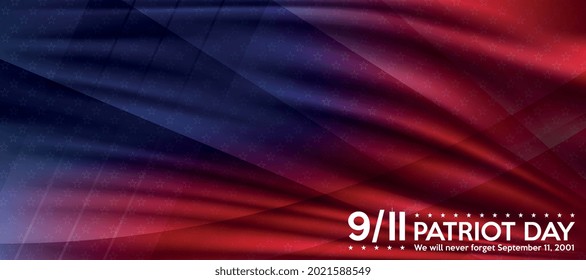 Patriot day. September 11 we will never forget patriot day background. United states flag poster. Vector illustration.