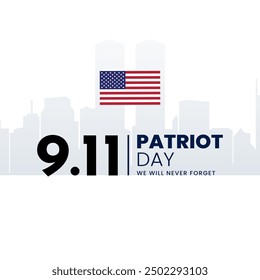 Patriot Day September 11th background. We will never forget. Vector illustration