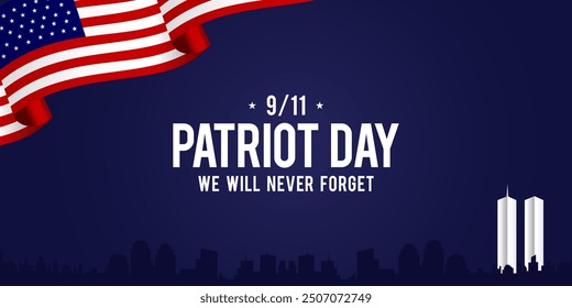 Patriot Day September 11th background design with copy space