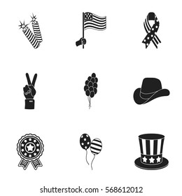 Patriot Day set icons in black style. Big collection of Patriot Day vector symbol stock illustration