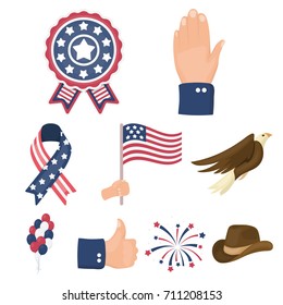Patriot Day set icons in cartoon style. Big collection of Patriot Day vector symbol stock illustration