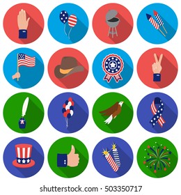 Patriot Day set icons in flat style. Big collection Patriot Day vector symbol stock illustration