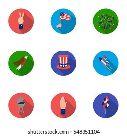Patriot Day set icons in flat style. Big collection of Patriot Day vector symbol stock illustration
