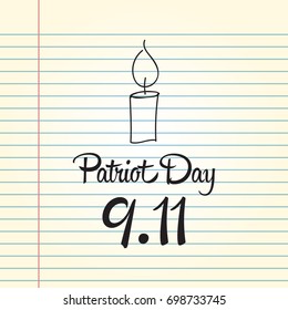 Patriot day, simple memorial design vector illustration 11 september. USA accident, world trade centre, we will never forget. Hand draw style, simple doodle.