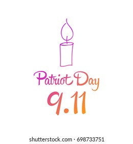 Patriot day, simple memorial design vector illustration 11 september. USA accident, world trade centre, we will never forget. Hand draw style, simple doodle.