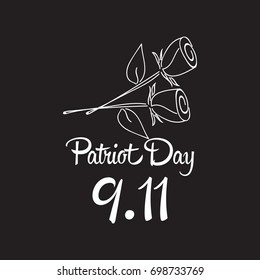 Patriot day, simple memorial design vector illustration 11 september. USA accident, world trade centre, we will never forget. Hand draw style, simple doodle.