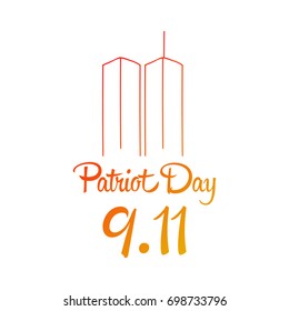 Patriot day, simple memorial design vector illustration 11 september. USA accident, world trade centre, we will never forget. Hand draw style, simple doodle.