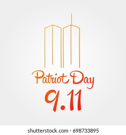 Patriot day, simple memorial design vector illustration 11 september. USA accident, world trade centre, we will never forget. Hand draw style, simple doodle.